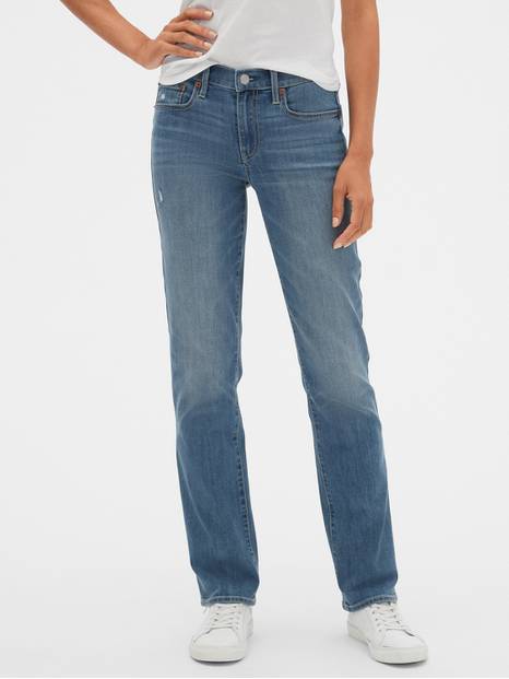 Mid Rise Classic Straight Jeans With Washwell&#153