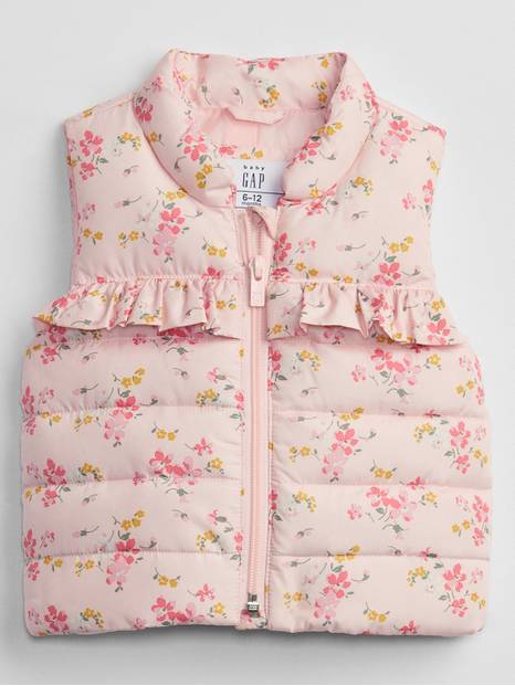 Baby ColdControl Floral Ruffle Puffer Vest
