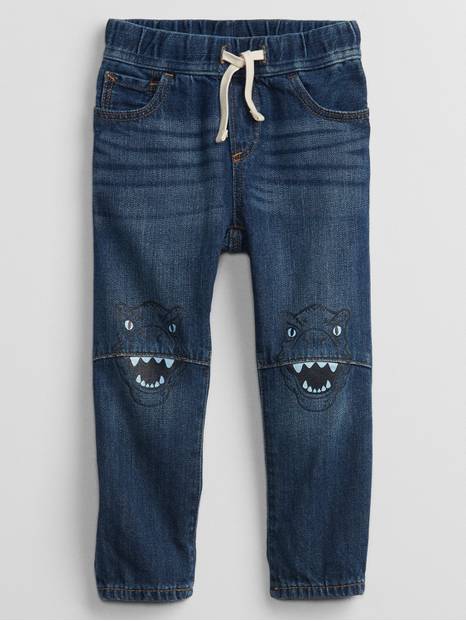 Toddler Pull-On Dinosaur Graphic Slim Jeans with Washwell&#153