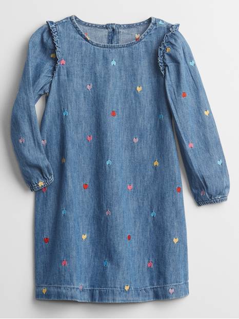 Toddler Embroidered Denim Dress