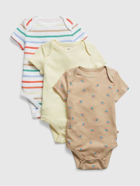 لباس قطعة واحدة مطبوع بأكمام قصيرة للأطفال الرضع (3 أزواج)