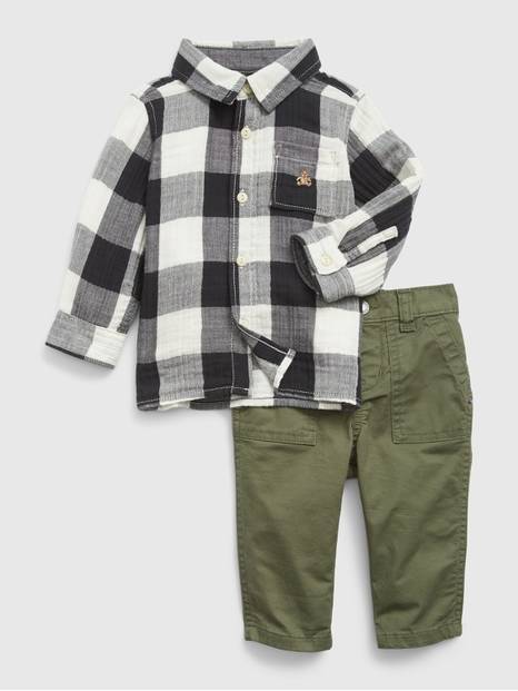 Baby Plaid Two-Piece Outfit Set