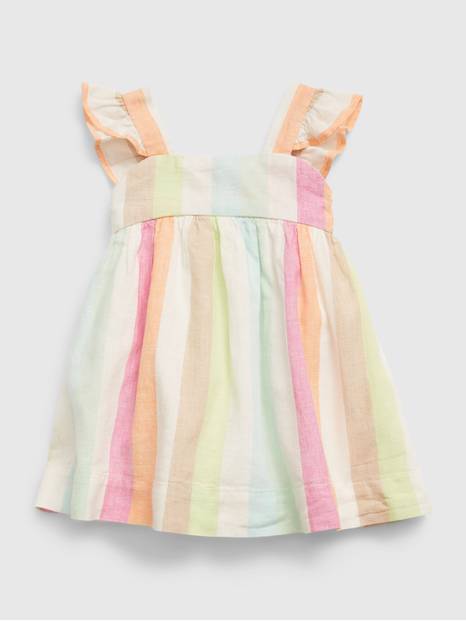 فستان قطن كتان مخطط للأطفال الرضع