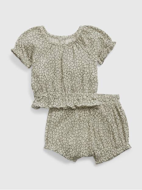 Baby Puff Sleeve Two-Piece Outfit Set