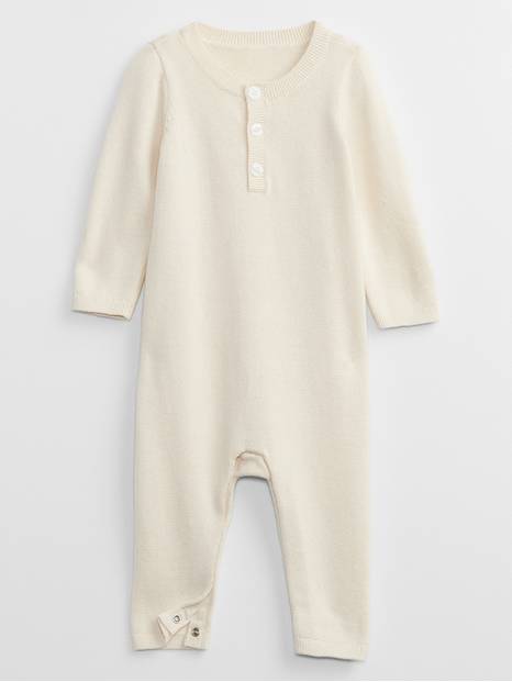 لباس قطعة واحدة بتصميم سترة وأزرار هنلي للأطفال الرضع