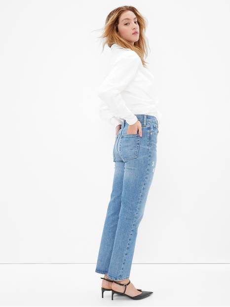High-Rise Straight Fit Denim Jeans