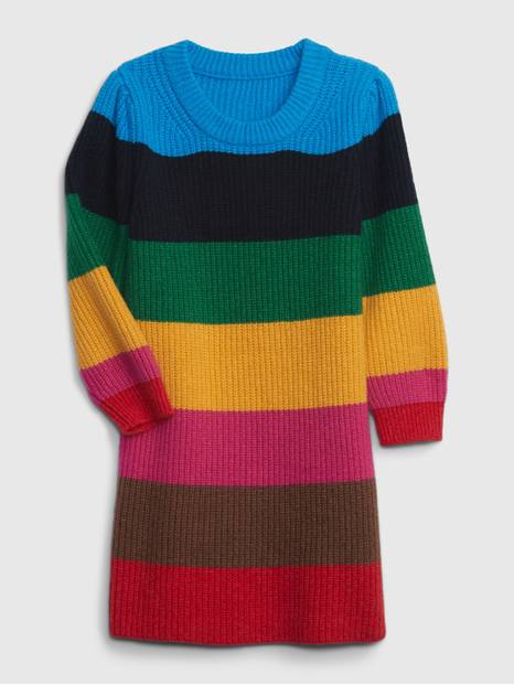Toddler Happy Stripe Sweater Dress