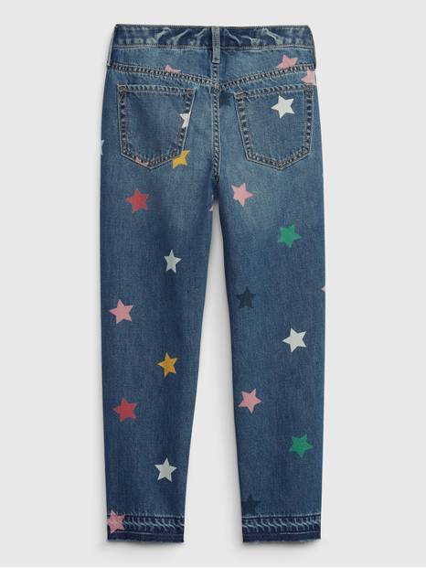 Kids Mid Rise Star Girlfriend Jeans with Washwell