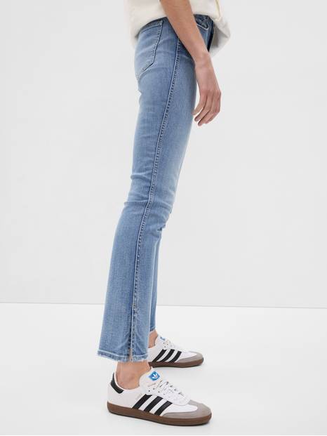Mid Rise Split-Hem Vintage Slim Jeans with Washwell