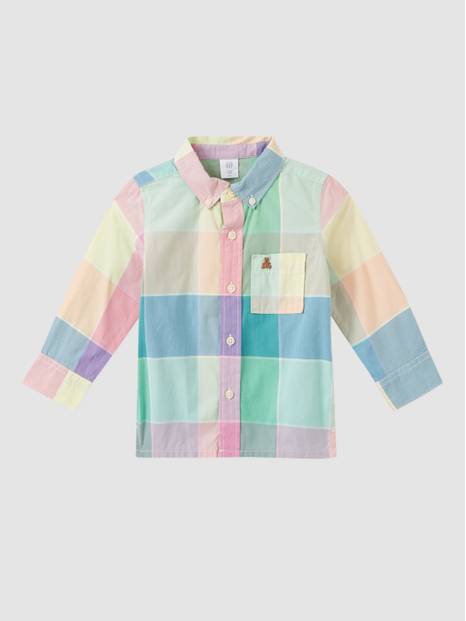 قميص بوبلين بنقش مربعات وألوان ربيعية للأطفال بسن المشي