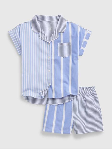 Kids 100% Recycled Mixed Stripe PJ Shorts Set