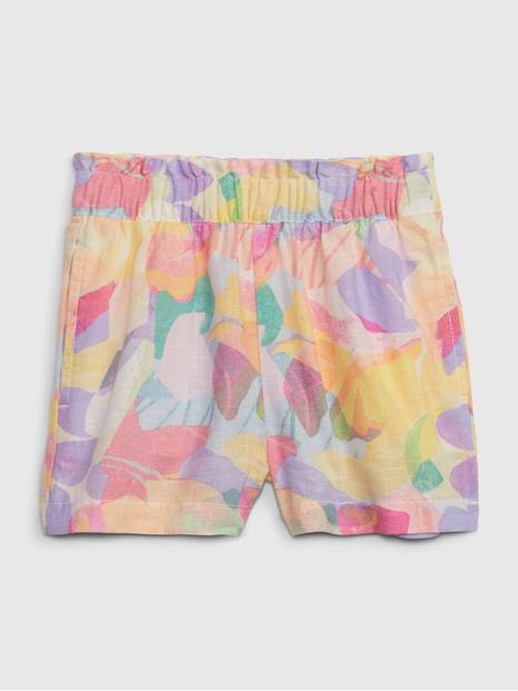 Toddler Linen-Cotton Floral Pull-On Shorts