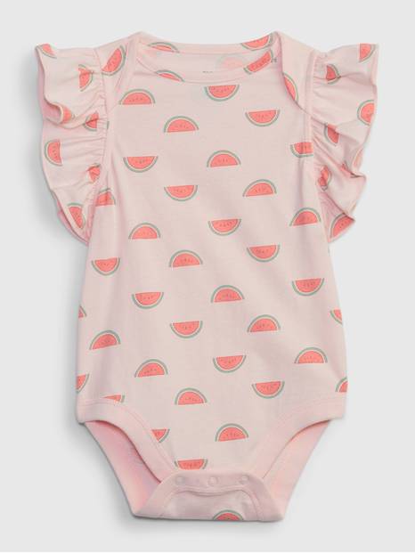 لباس قطعة واحدة ميكس اند ماتش 100‏‏%‏ قطن عضوي بأكمام كشكش للأطفال الرضع