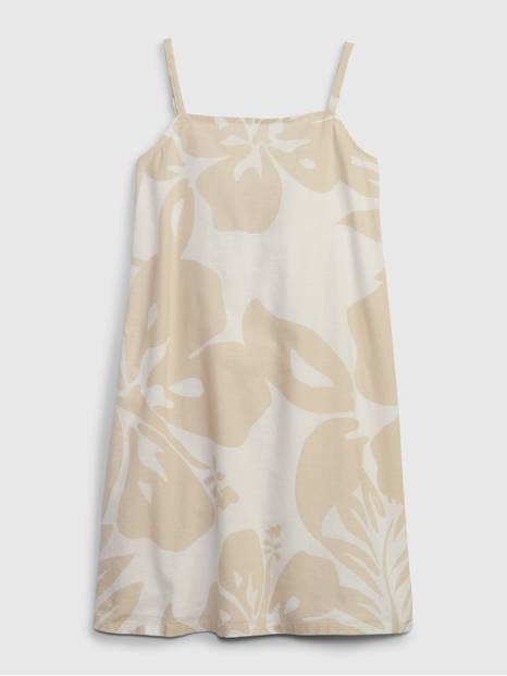 كيدز | فستان قصير كتان قطني بنقشة زهور