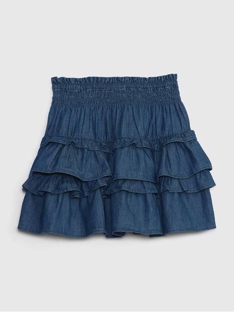 Gap &#215 LoveShackFancy Kids Denim Flippy Skirt with Washwell